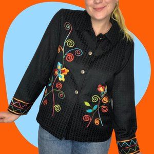 Vintage 1990's Embroidered Colorful Jacket L